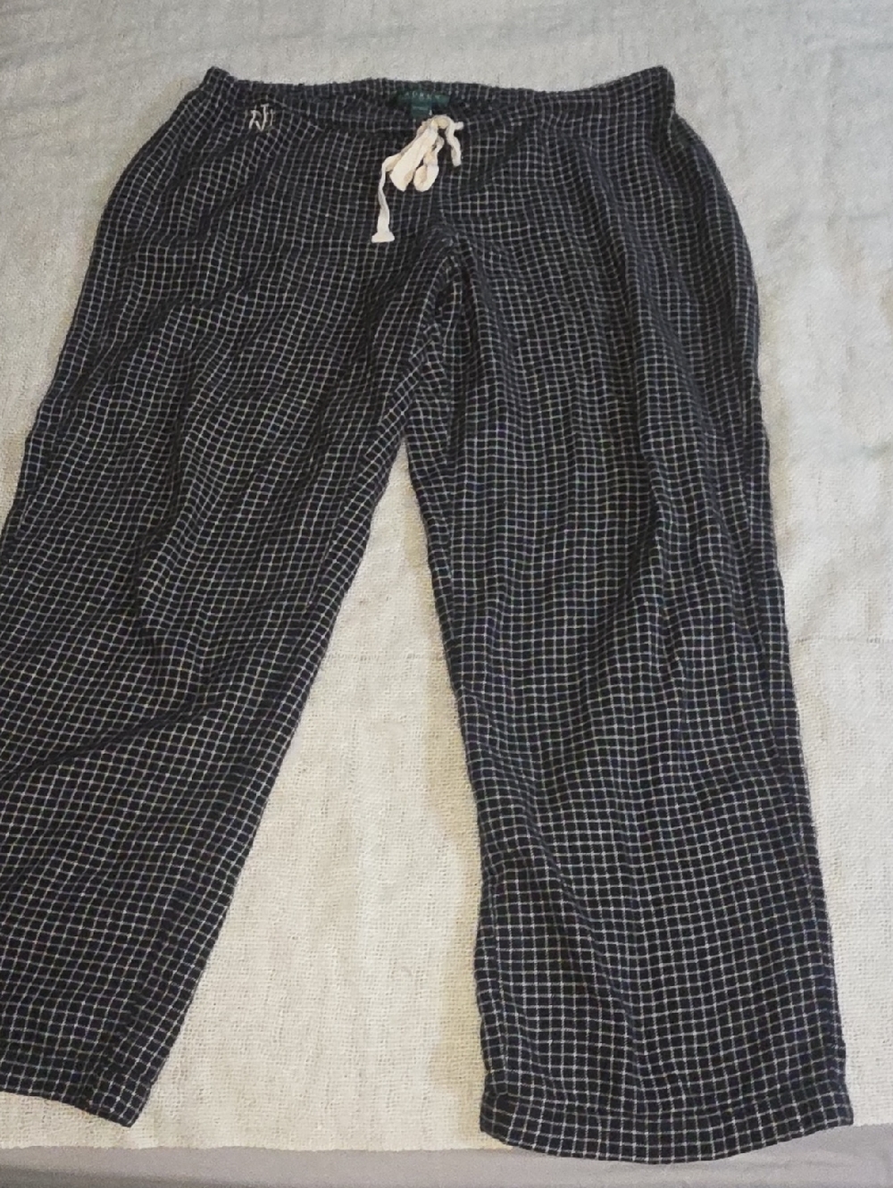 Ralph Lauren Black Windowpane Drawstring Lounge Pants